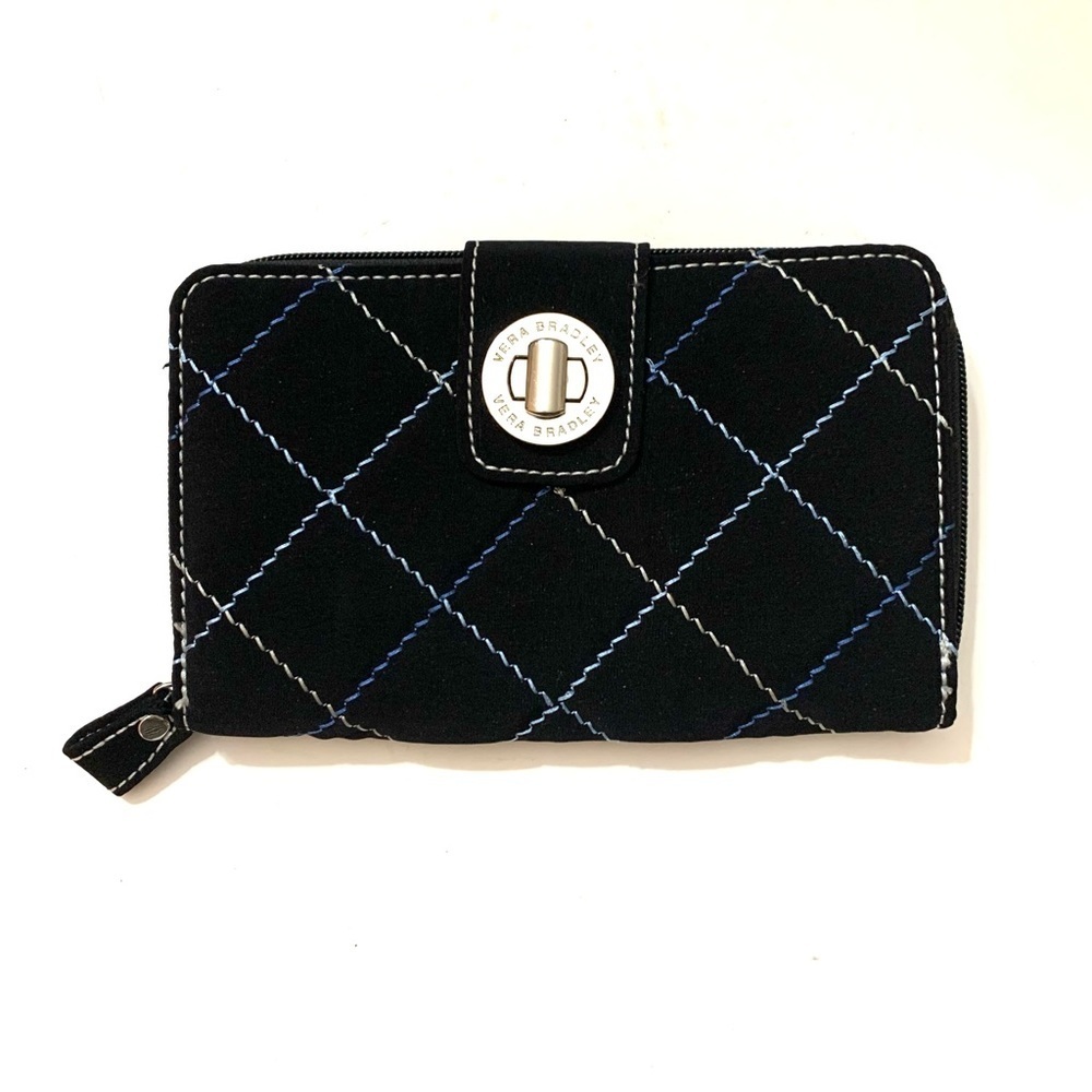 VERA BRADLEY Turnlock Wallet
in Performance Twill blue and white